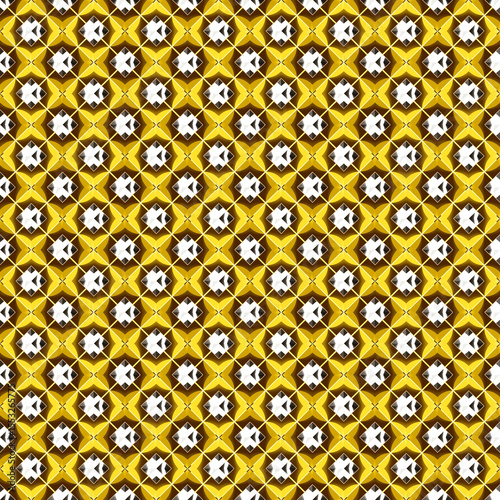Geometric pattern with yellow and white floral design in repeating style  