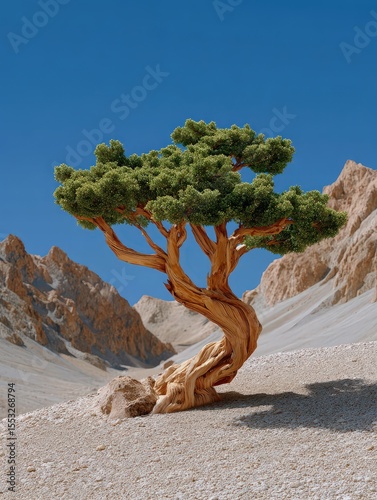 Ancient Twisted Bristlecone Pine Tree in Desert Landscape