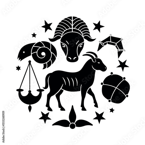 Zodiac Astrology Symbol Line Icons