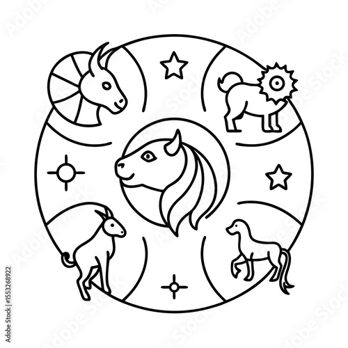 Horoscope Zodiac Line Icon Collection