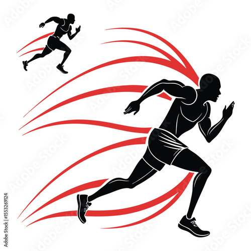 Powerful Sprint Speed, Athlete, Motion, and Energy in Silhouette