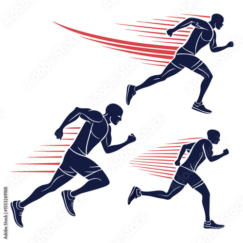Dynamic Runner Silhouettes Speed, Power, and Athleticism in Motion