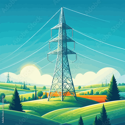 vector image of power line