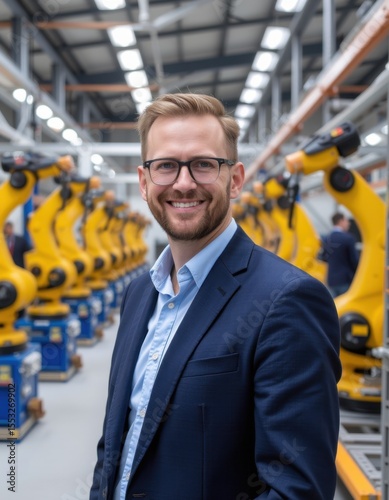 Innovative robotics showcase industrial facility professional portrait modern environment engaging viewpoint technology development