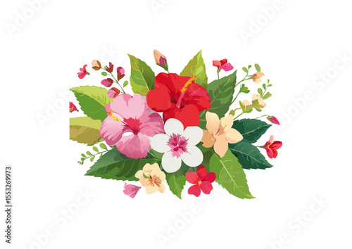 Indoor potted plant illustration with vivid flowers ideal for greeting cards and nature-themed poster graphics.
