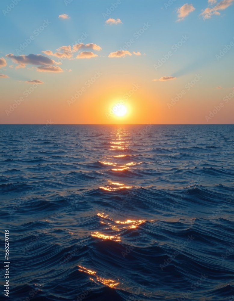 Obraz premium Sunset over the ocean coastal viewpoint nature photography calm waters serene environment