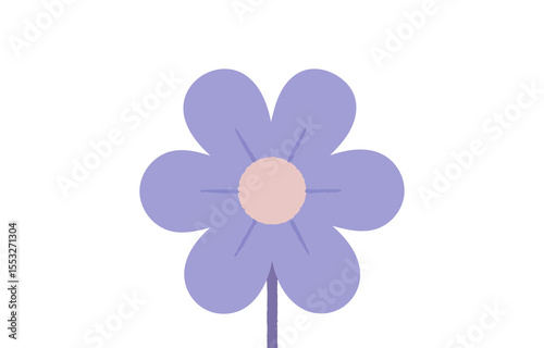Simple Purple Flower Illustration with Pink Center on Transparent Background for Design Projects