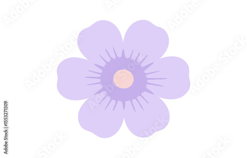Simple Purple Flower Illustration with a Pink Center on transparent background