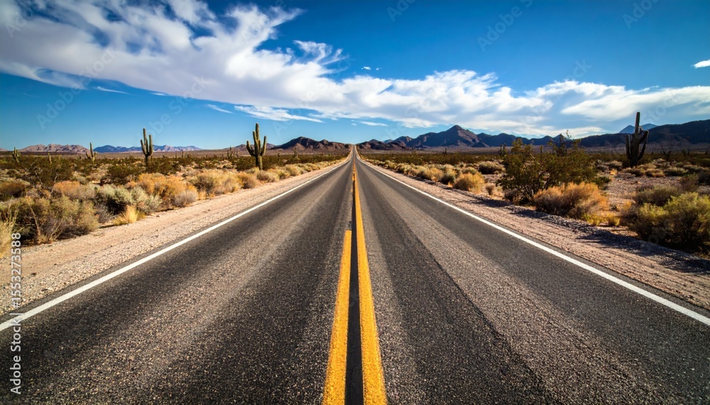Naklejka premium Desert Road Trip: Endless Highway in Arizona