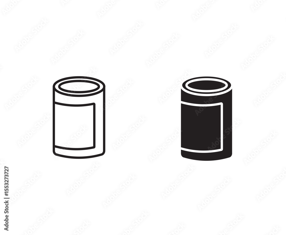 Canned food line icon vector illustration set.Aluminum foil icons set in black filled and stroke line. canned food line icon Canned food line icon vector illustration set.Aluminum foil icons set in black filled and stroke line. canned food line icon