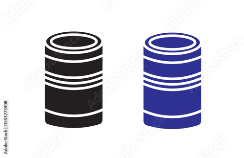 Canned food line icon vector illustration set.Aluminum foil icons set in black filled and stroke line. canned food line icon
