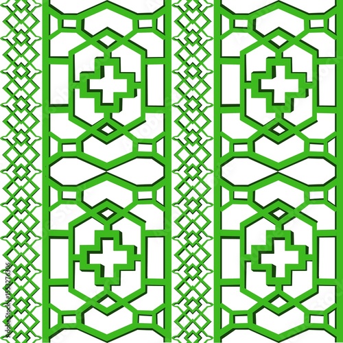 Arabian ethnic ethereal inspired design with vertical green tones, evoking an ethnic sense ethnic of ancient artistic beauty. Its elegant and timeless ethnic appearance makes it a unique ethnic piece