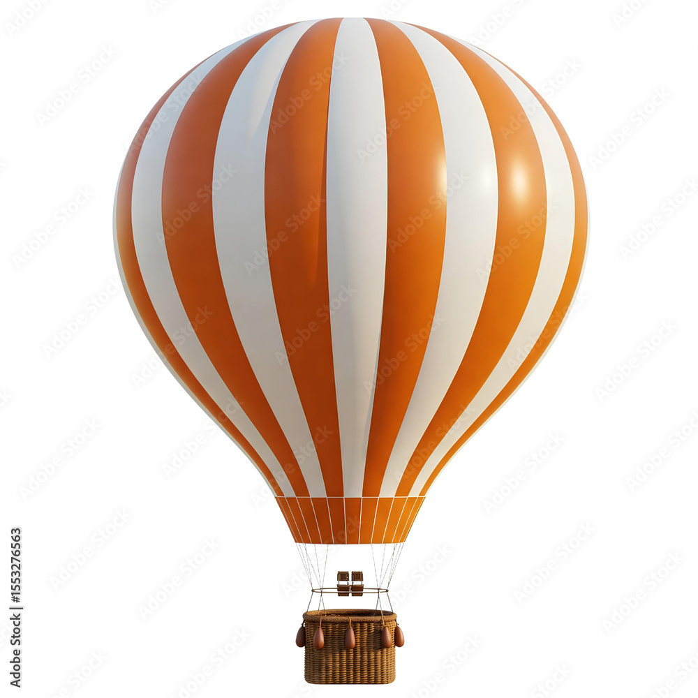 Fototapeta premium Orange and White Striped Hot Air Balloon Soaring High