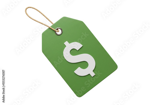 Isolated Green Price Tag with Dollar Sign Indicating Value