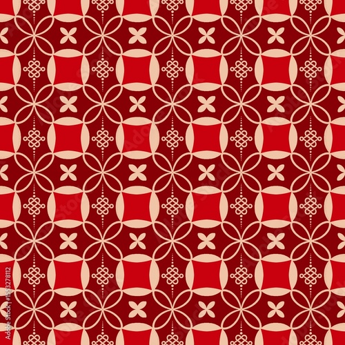 Indian ethnic tribal floral patterns with bold geometric elements in ethnic vibrant red tones. The fusion creates an ethnic fresh and eye-catching visual, perfect for modern textile applications whil
