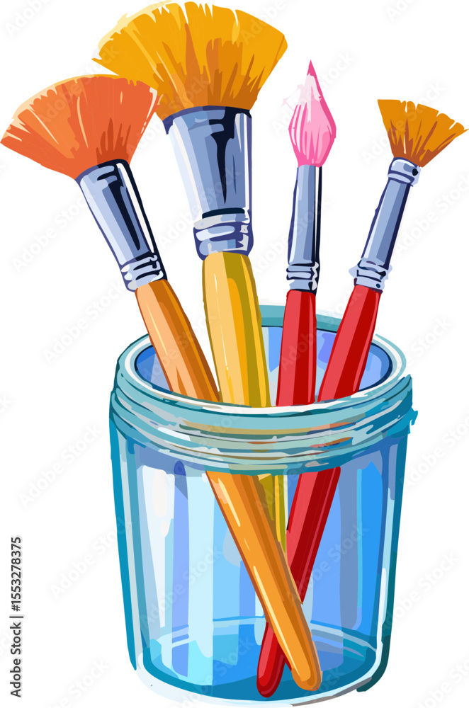 Illustration d’un pot de pinceaux coloré