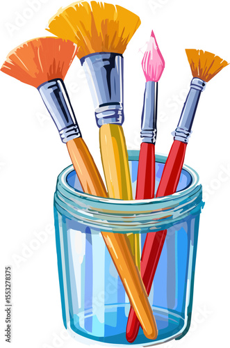 Illustration d’un pot de pinceaux coloré