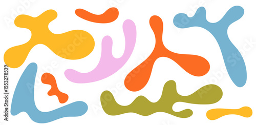 Abstract blob shape organic vector elements in pastel beige pink colors. Wavy liquid irregular forms in simple minimalistic style.