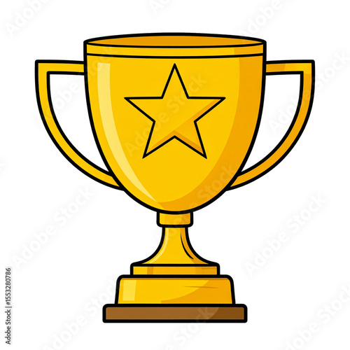 the image presents a golden trophy on a black background. the trophy is shaped with a wide, curved body and two handles extending from its sides