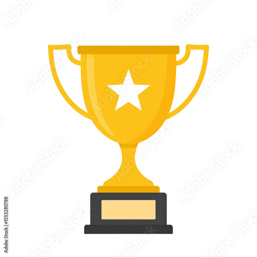 the image features a single, stylized award trophy against a stark, dark backdrop. the trophy is gold in color with handles and a centered star emblem