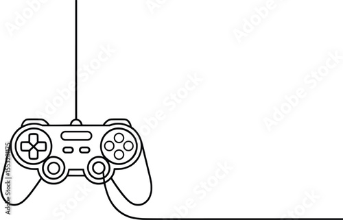 Minimalist Line Art Gaming Controller, Vector Style Illustration for Gamers.