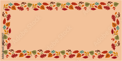Autumnal leaves decoration banner, Colorful autumn natural elements. autumnal background for seasonal design and thanks giving design. Vector illustration.