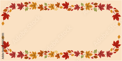 Autumnal leaves decoration banner, Colorful autumn natural elements. autumnal background for seasonal design and thanks giving design. Vector illustration.