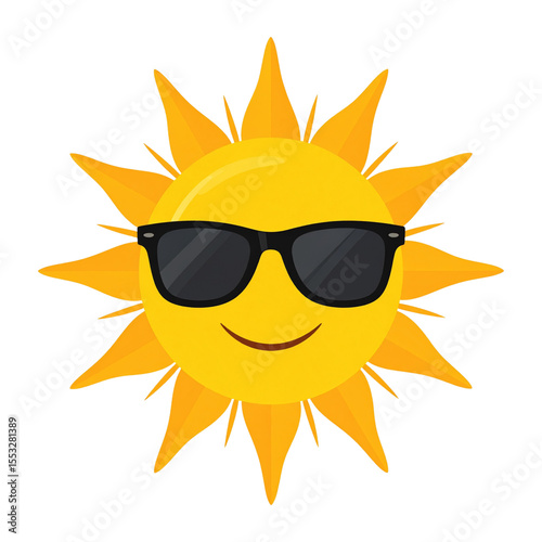the image displays a stylized sun against a solid backdrop. the sun has a smooth, yellow face, around which are numerous orange, triangular shapes representing rays of light