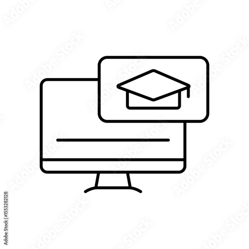 Online Learning Education Platform Line Icon
