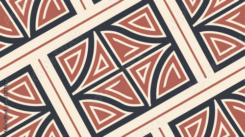 Abstract Red and Black Geometric Pattern – Ethnic Textile Style Design
