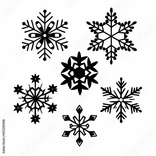 set of vector snowflakes