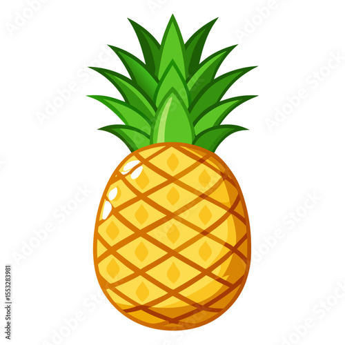 Pineapple Icon – Tropical Fruit Vector with Leaf Crown