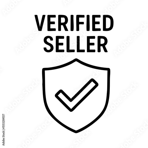 Verified seller icon with shield and checkmark for trusted ecommerce certification