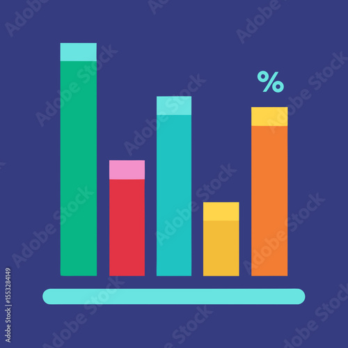 Bar Chart Infographic – Colorful Data Visualization on Blue Background
