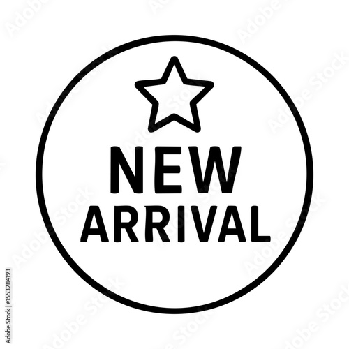 New arrival icon with star symbol for featured or newly released products