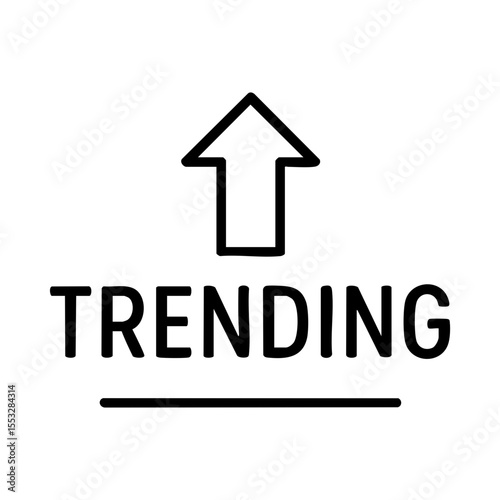 Trending upward arrow badge icon for popular product highlight
