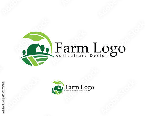 farm animal logo creative  nature leave agriculture design concept