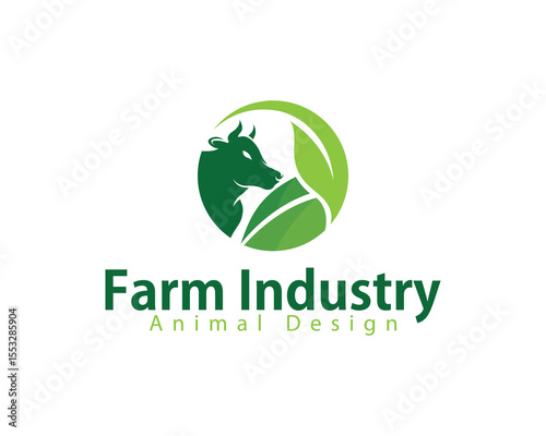farm animal logo creative cow nature leave agriculture design concept