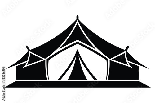 Simplified Black Tent Icon Featuring a Unique Design for Camping and Outdoor Activities