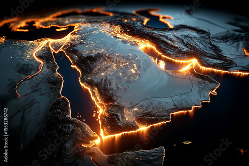 Cracked Satellite Map of the Middle East