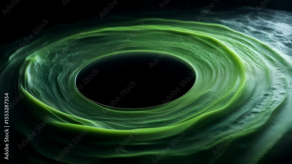 Swirling green nebula with expanding rings