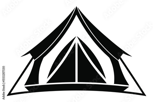 Abstract Black and White Tent or Teepee Structure Illustration Graphic Design
