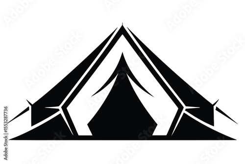 Abstract Black Tent Silhouette Camping Outdoors Adventure Graphic Vector Illustration Simple Symbol