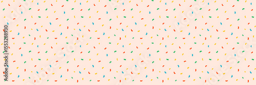 Confetti pattern background with small curved shapes in red, yellow, green, and blue. Vector seamless Confetti pattern For fabric, packaging, wallpaper, paper. Drag to swatches panel to use