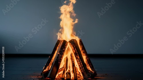 Campfire ambiance with flickering flames creating warmth comfort