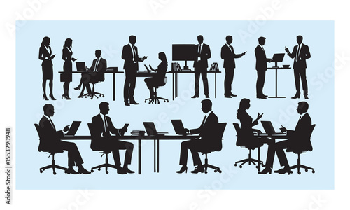 silhouettes of business people vector illustration