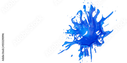 Fototapeta Naklejka Na Ścianę i Meble -  Blue paint splash isolated on transparent background. Design element. 3D illustration.