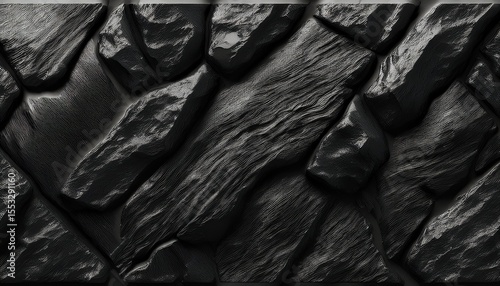 seamless luxurious rough raw black lava rock background texture tileable natural dragon stone or obsidian cave wall repeat pattern luxury concept wallpaper backdrop high resolution 3d rendering