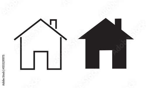 Solid and Outline Simple House Icons