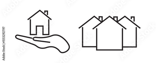 Real Estate Line Icons – Property, Housing, Community, Home Ownership Symbol Set